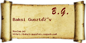 Baksi Gusztáv névjegykártya
